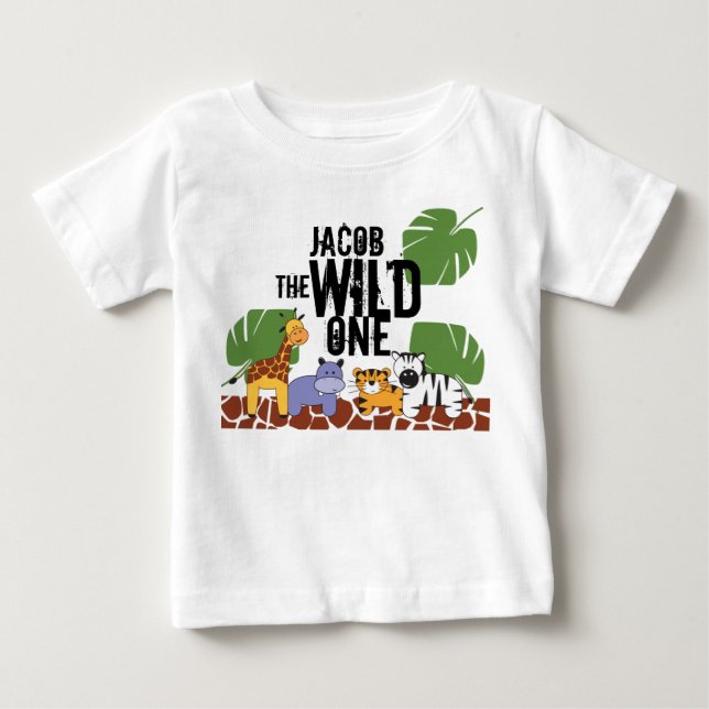 Personlig VILD ONE Safari första födelsedag T Shirt (Framsida)