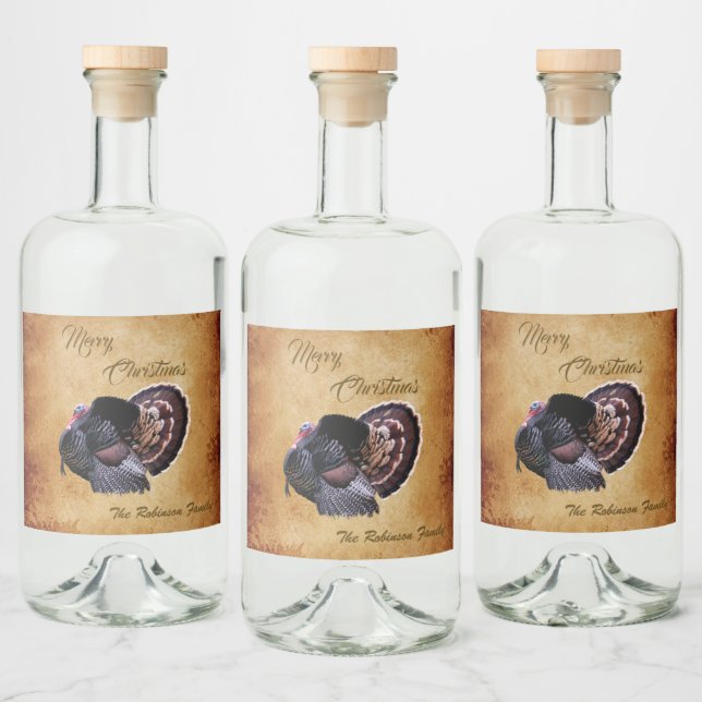 Personlig Vild Turkiet God jul Spritflaskor Etikett (Flaskor)