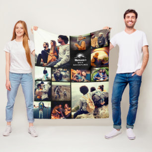 Personlig "Vilda äventyr" fotokollagefilt Fleecefilt