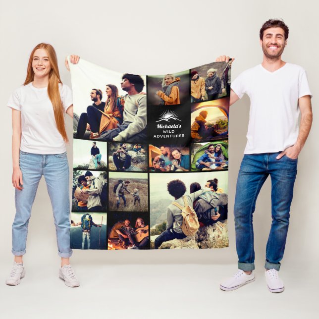Personlig "Vilda äventyr" fotokollagefilt Fleecefilt (På plats)