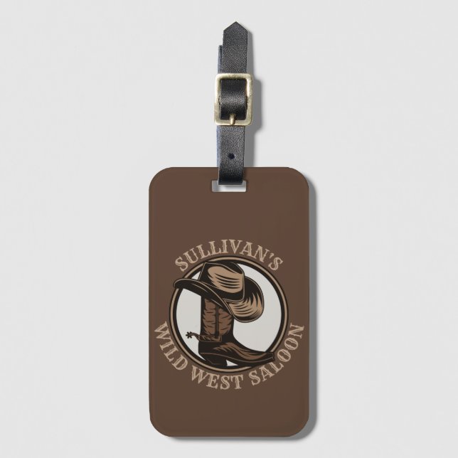 Personlig Vilda western Saloon Western CowboyBoots Bagagebricka (Framsida vertikal)