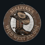 Personlig Vilda western Saloon Western CowboyBoots Darttavla<br><div class="desc">Anpassade NAMN Western Cowboy Hat,  Boots och Spurs Vilda western Saloon Rodeo-design. Anpassa med namn eller Anpassningsbar Text!</div>