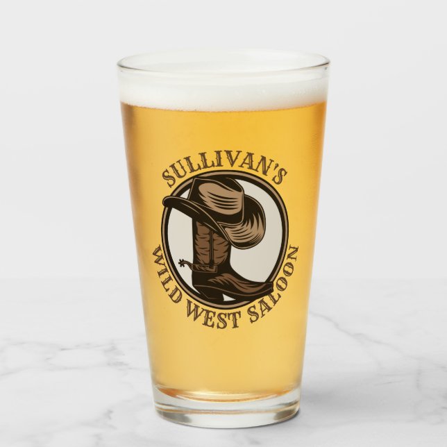 Personlig Vilda western Saloon Western CowboyBoots Glaskopp (Framsida fylld)