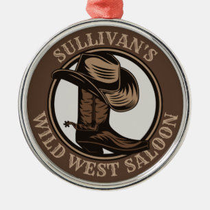 Personlig Vilda western Saloon Western CowboyBoots Julgransprydnad Metall