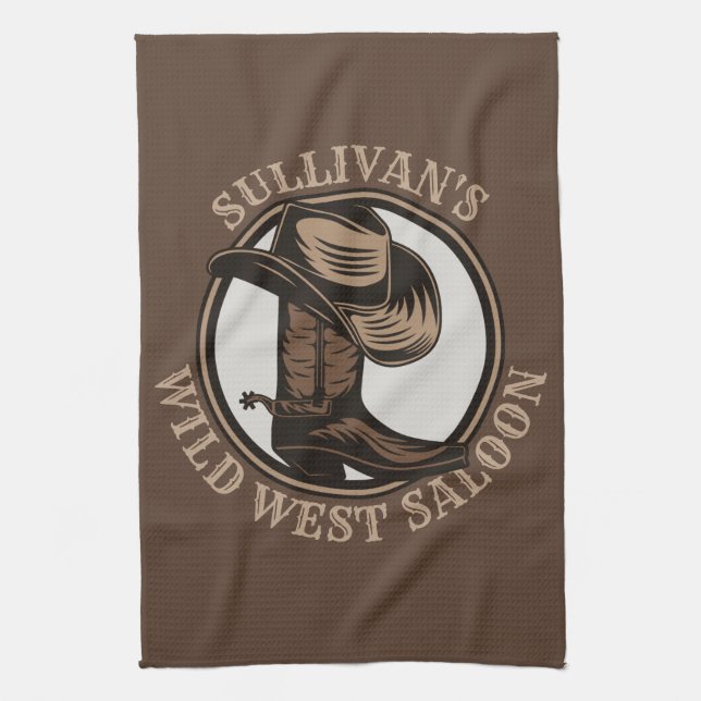 Personlig Vilda western Saloon Western CowboyBoots Kökshandduk (Vertikal)