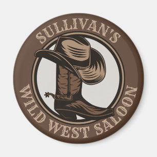 Personlig Vilda western Saloon Western CowboyBoots Magnet
