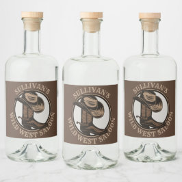 Personlig Vilda western Saloon Western CowboyBoots Spritflaskor Etikett
