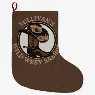 Personlig Vilda western Saloon Western CowboyBoots Stor Julstrumpa