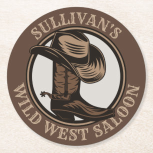 Personlig Vilda western Saloon Western CowboyBoots Underlägg Papper Rund
