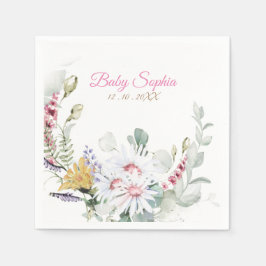 Personlig vildblomma Baby i blom Baby Pappersservett
