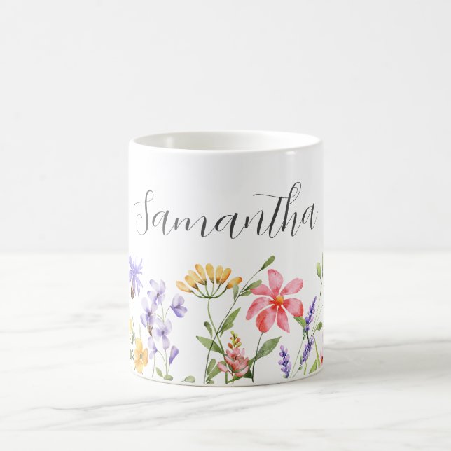 Personlig vildblomma blommig  kaffemugg (Center)