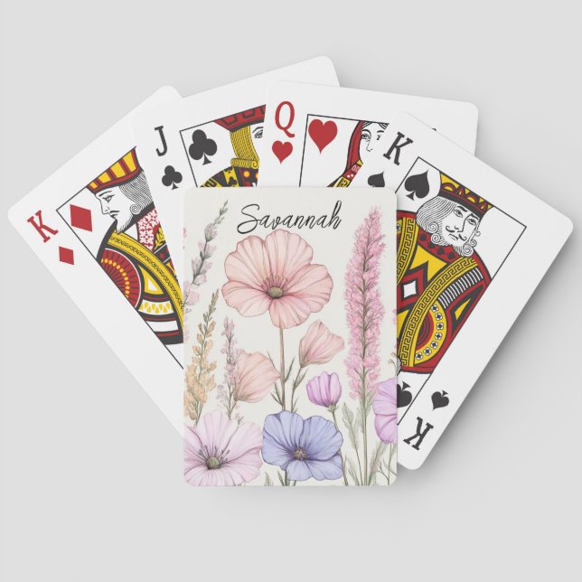 Personlig vildblomma botanisk  casinokort (Baksidan)