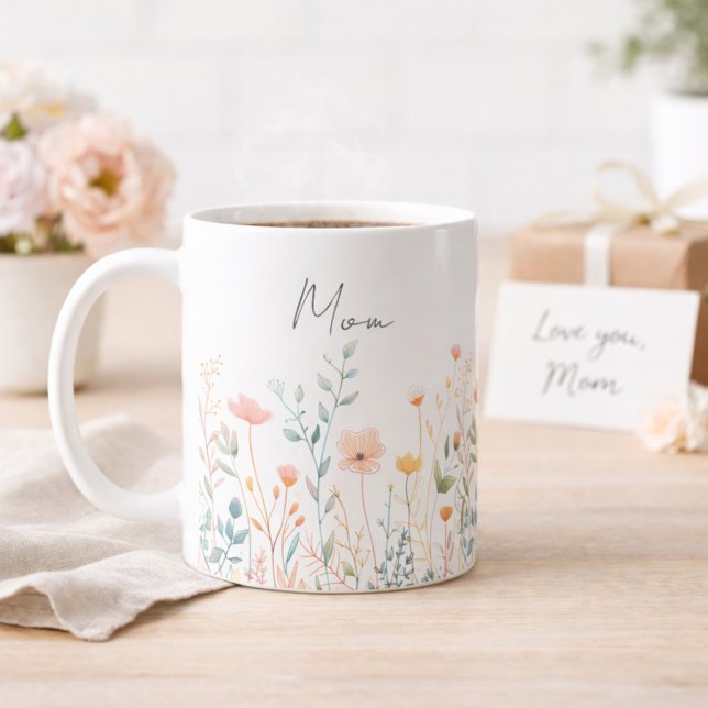Personlig vildblomma-mamma för mors dag kaffemugg (Skapare uppladdad)