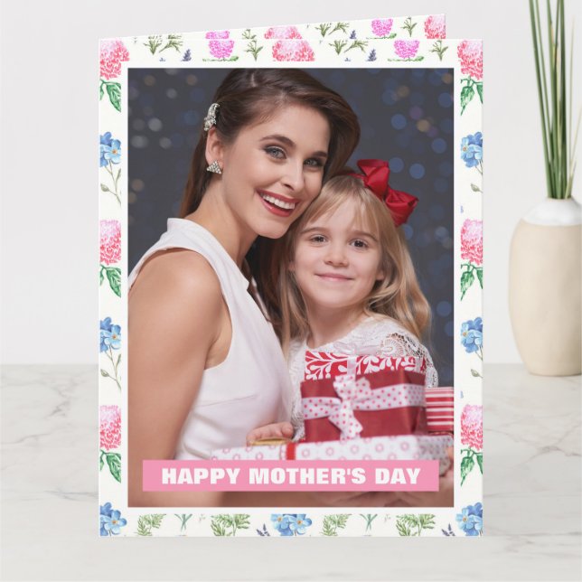 Personlig vildblomma Mamma Mors dag Foto Kort (Framsida)