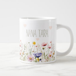 Personlig vildblomma Nana-mugg | Anpassad blomster Jumbo Mugg