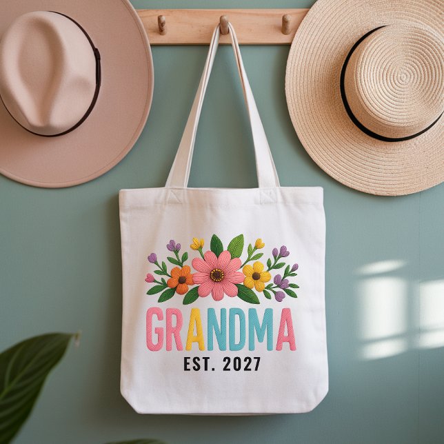 Personlig vildblommspåsepresent till ny mormor/far tygkasse (Skapare uppladdad)