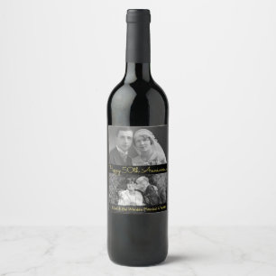Personlig Vin-etiketten Lycklig 50-årsdag Pic Vinflaska Etikett