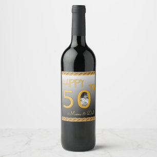 Personlig Vin-etiketten Lycklig 50-årsdag Pic Vinflaska Etikett
