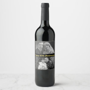 Personlig Vin-etiketten Lycklig 50-årsdag Pic Vinflaska Etikett
