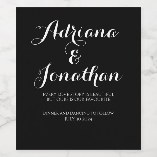 Personlig Vin Flaska med Anpassningsbar Black Vinflaska Etikett (Singel etikett)