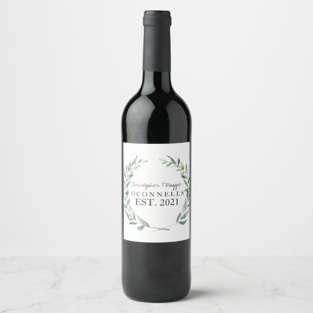 PERSONLIG VIN FLASKA NAMN, BRÖLLOP VINFLASKA ETIKETT (Framsida)