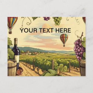 Personlig Vin Vineyard Luftballong Travel Vykort