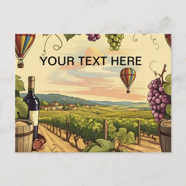 Personlig Vin Vineyard Luftballong Travel Vykort (Framsida)
