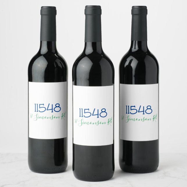 Personlig vinlabel med postnummer och gatuadress vinflaska etikett (Flaskor)