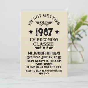 Personlig vintage 30års födelsedag party inbjudningar