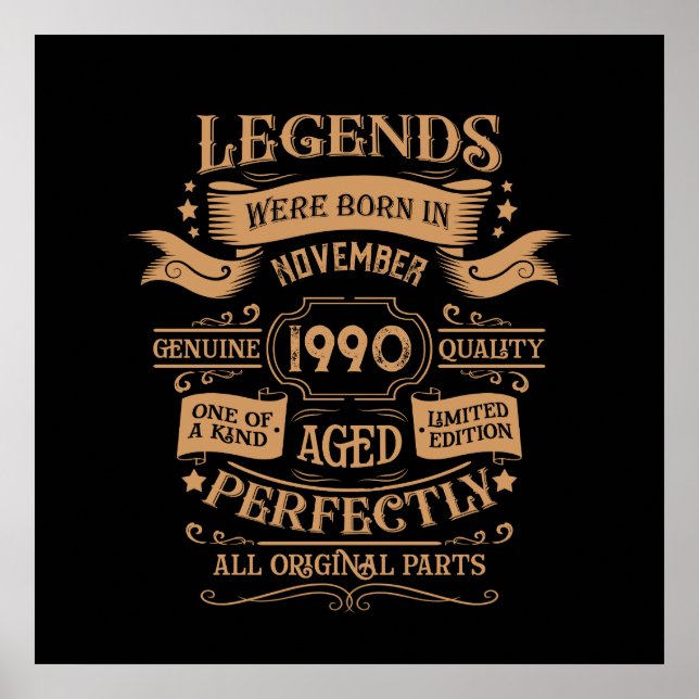 Personlig vintage 35-års födelsedagsfest poster (Framsidan)