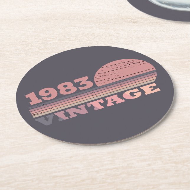 Personlig vintage 40-årsdagen party underlägg papper rund (Vinklad)