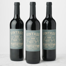 Personlig vintage 65-års födelsedag whisky-tema vinflaska etikett