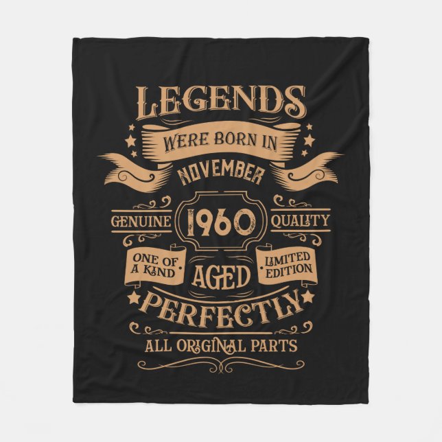 Personlig vintage 65e födelsedagsetikett whiskey e fleecefilt (Framsidan)