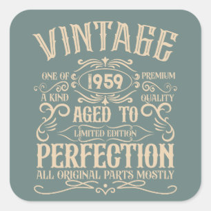 Personlig vintage 65e födelsedagstwhiskey - tema fyrkantigt klistermärke