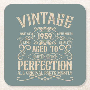 Personlig vintage 65e födelsedagstwhiskey - tema underlägg papper kvadrat
