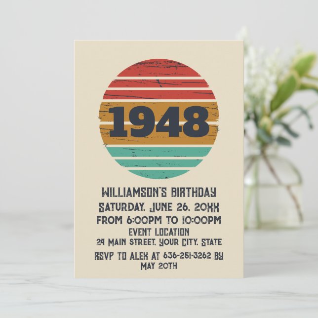 Personlig vintage 75:e födelsedag inbjudningar (Stående Fram)