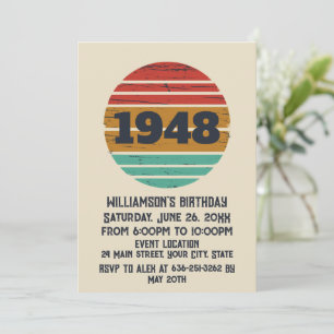 Personlig vintage 75:e födelsedag inbjudningar