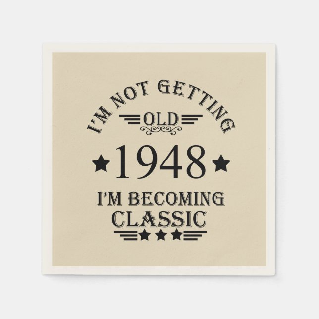 Personlig vintage 75:e födelsedagsfest pappersservett (Framsidan)