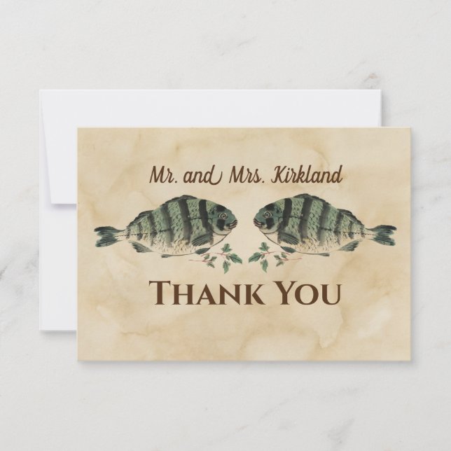 Personlig vintage akvarell fisk tack kort (Framsida)