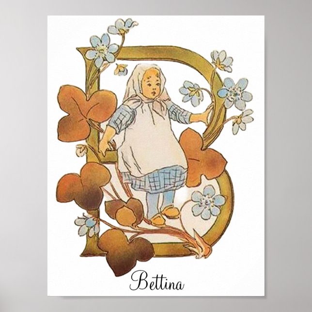 Personlig Vintage Alphabet Brev B Poster (Framsidan)