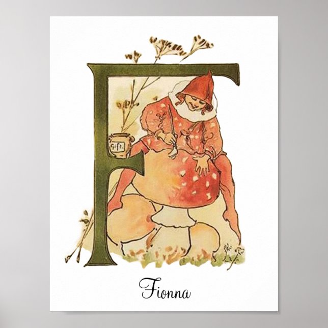 Personlig Vintage Alphabet Brev F Poster (Framsidan)