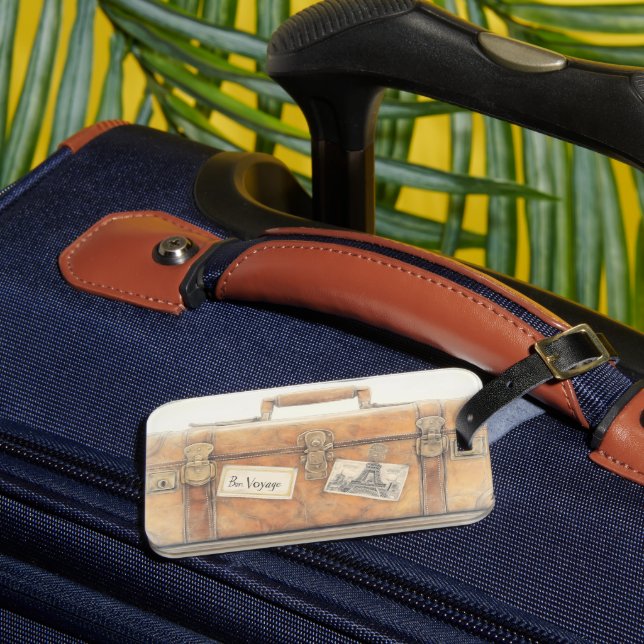 Personlig vintage bagagetikett bagagebricka (Framsida Insitu 3)