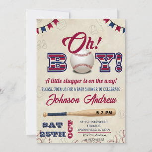 Personlig Vintage Baseball Baby Shower All Star Inbjudningar