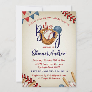 Personlig Vintage Baseball Baby Shower-paket Inbjudningar