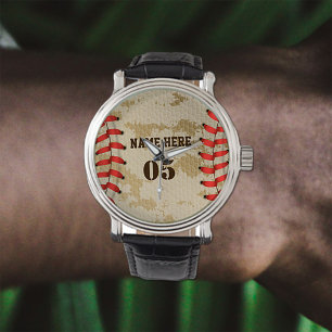 Personlig Vintage Baseball Namn Number Retro Armbandsur