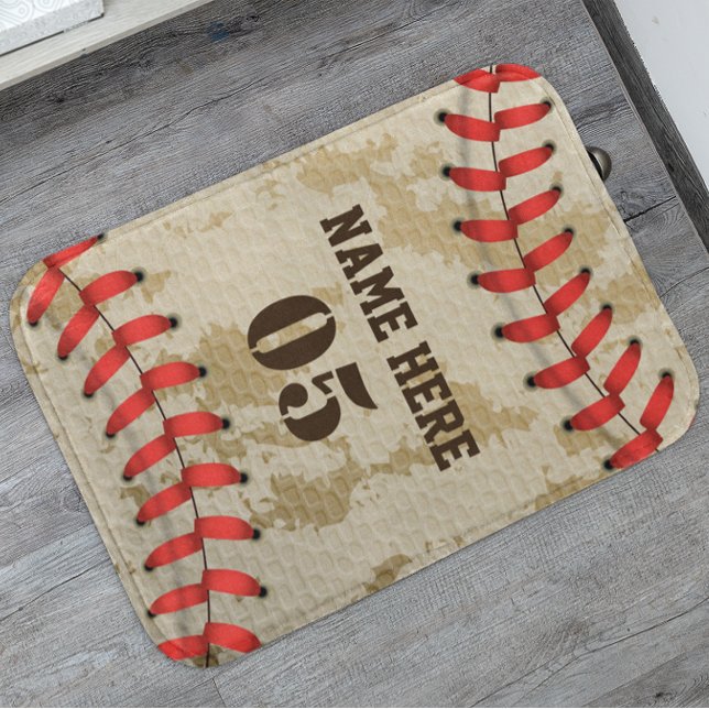Personlig Vintage Baseball Namn Number Retro Badrumsmatta (Skapare uppladdad)