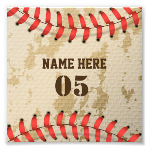Personlig Vintage Baseball Namn Number Retro Fototryck