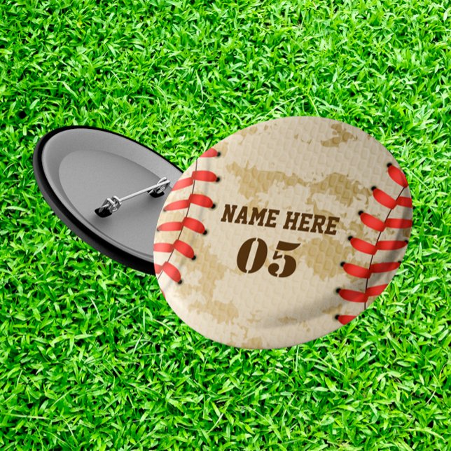 Personlig Vintage Baseball Namn Number Retro Knapp (Skapare uppladdad)