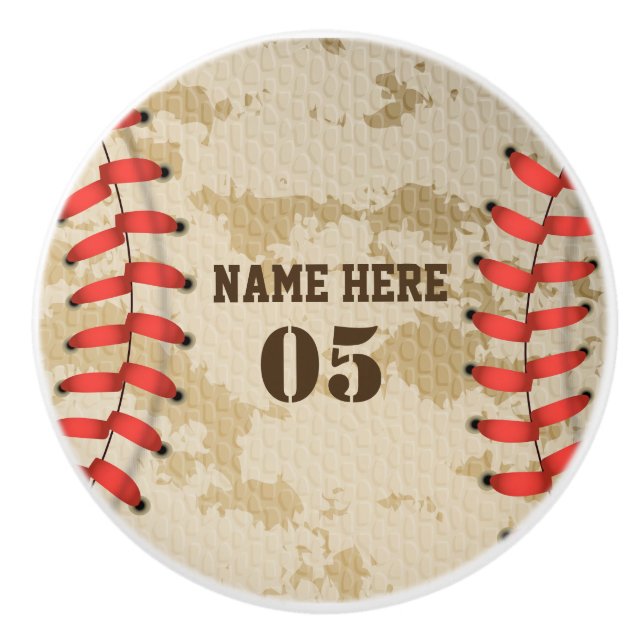Personlig Vintage Baseball Namn Number Retro Knopp (Framsidan)