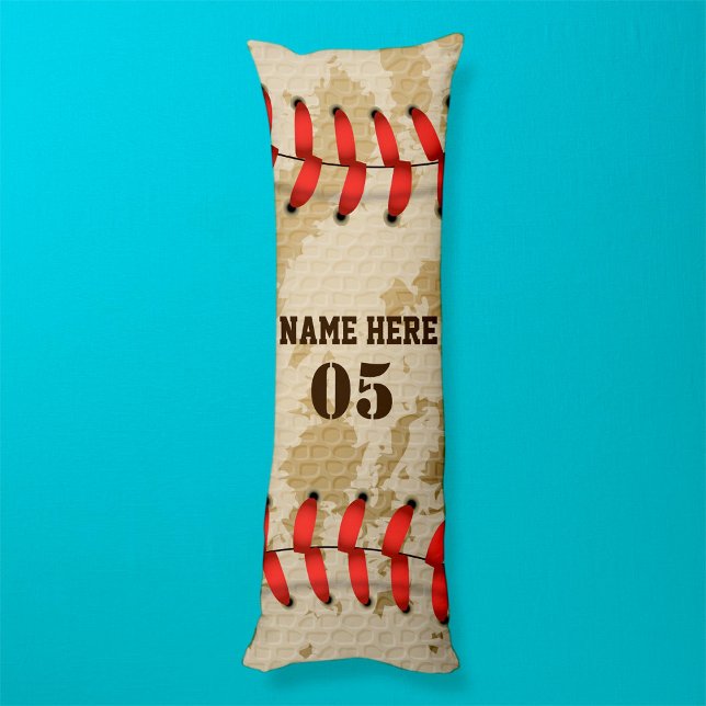 Personlig Vintage Baseball Namn Number Retro Kroppskudde (Skapare uppladdad)